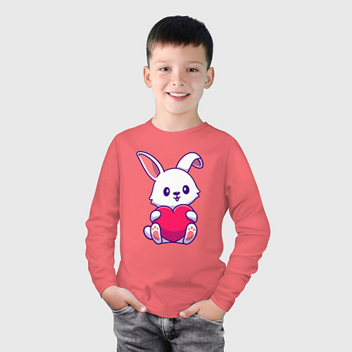 Детский лонгслив Heart rabbit / Коралловый – фото 3