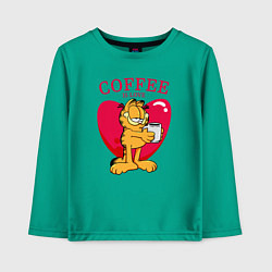 Лонгслив хлопковый детский Coffee is love Гарфилд, цвет: зеленый