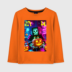 Лонгслив хлопковый детский Minecraft and halloween collaboration - ai art, цвет: оранжевый