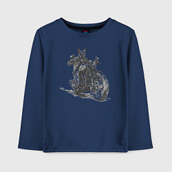 Лонгслив хлопковый детский Немецкая овчарка байкер на мотоцикле чоппере, цвет: тёмно-синий