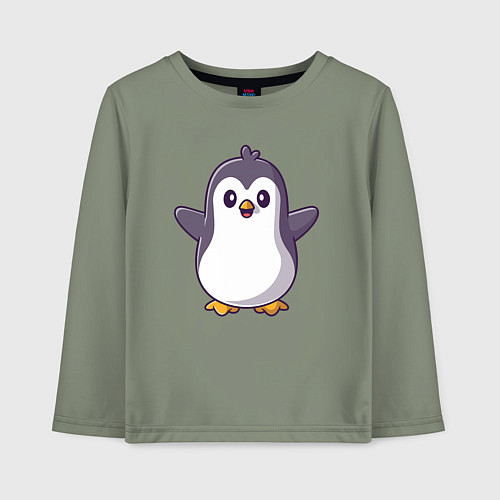 Детский лонгслив Привет от пингвинёнка / Авокадо – фото 1