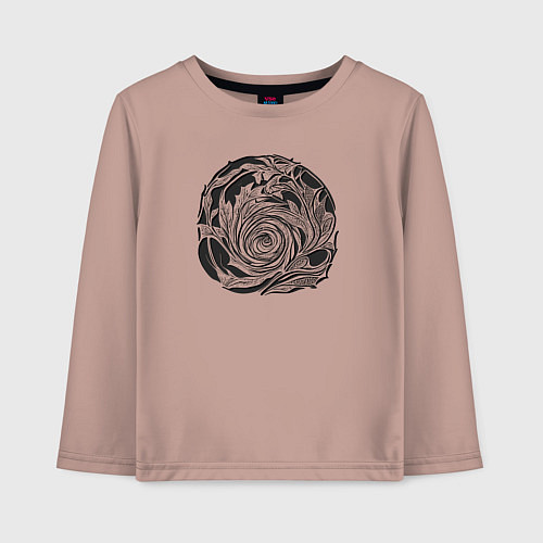 Детский лонгслив Движение ветра в витках / Пыльно-розовый – фото 1