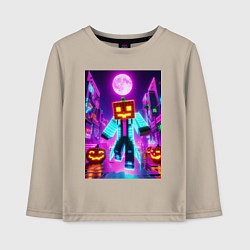 Лонгслив хлопковый детский Neon halloween and Minecraft - collaboration, цвет: миндальный