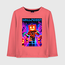 Лонгслив хлопковый детский Halloween is coming - neon glow collaboration, цвет: коралловый