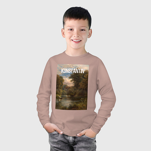 Детский лонгслив Konstantin озеро в лесу / Пыльно-розовый – фото 3