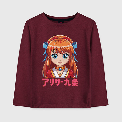 Детский лонгслив Аля рыжая девочка аниме / Меланж-бордовый – фото 1