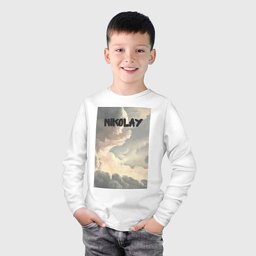 Детский лонгслив Nikolay облака / Белый – фото 3