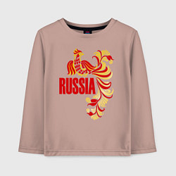 Лонгслив хлопковый детский Russia, цвет: пыльно-розовый