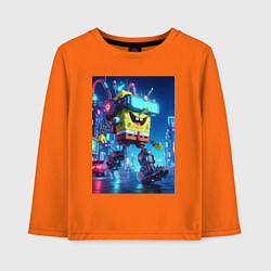 Лонгслив хлопковый детский Cyber Sponge Bob - neon glow fantasy, цвет: оранжевый