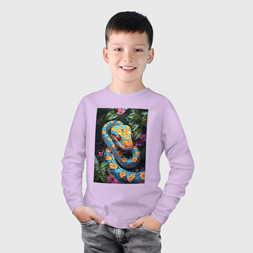 Детский лонгслив Змея в зелени / Лаванда – фото 3