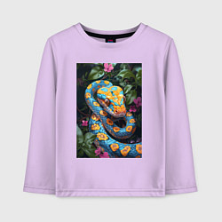 Лонгслив хлопковый детский Змея в зелени, цвет: лаванда