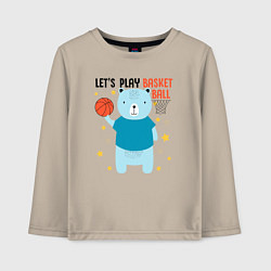 Лонгслив хлопковый детский Давай сыграем в баскет, цвет: миндальный