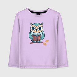 Лонгслив хлопковый детский Сова с книжкой, цвет: лаванда