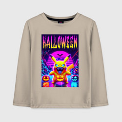 Лонгслив хлопковый детский Pikachu - halloween vaporwave, цвет: миндальный