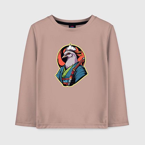 Детский лонгслив Голубь самурай / Пыльно-розовый – фото 1