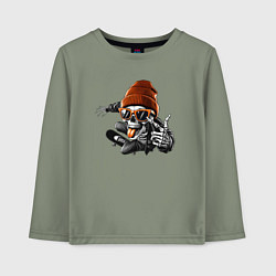 Лонгслив хлопковый детский Скейтбордист, цвет: авокадо