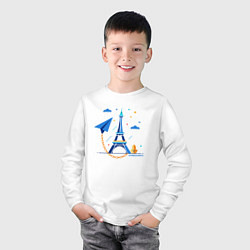 Лонгслив хлопковый детский Значок telegram и цепь, цвет: белый — фото 2