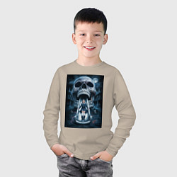 Лонгслив хлопковый детский Череп-горка, цвет: миндальный — фото 2