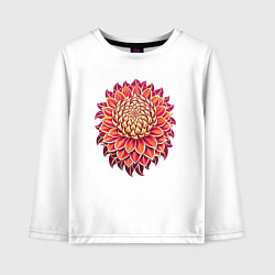 Лонгслив хлопковый детский Узор - красный цветок, цвет: белый