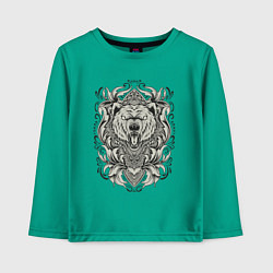 Лонгслив хлопковый детский Медведь винтаж, цвет: зеленый
