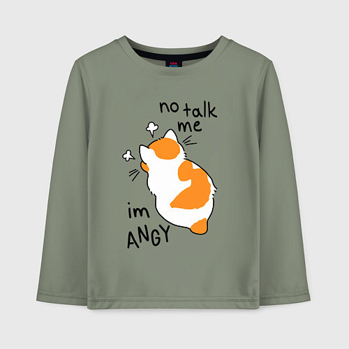 Детский лонгслив Не говори со мной - я злюсь / Авокадо – фото 1