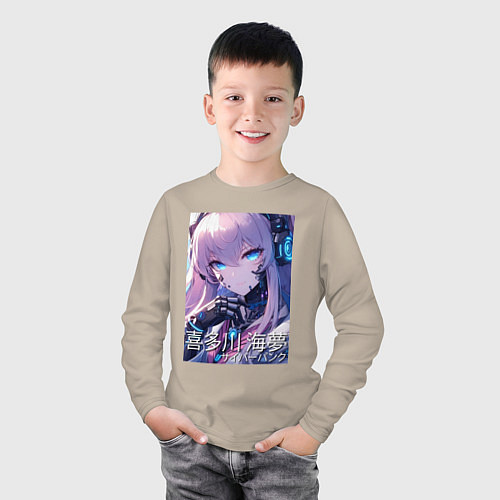 Детский лонгслив Marin Kitagawa cyberpunk - collaboration / Миндальный – фото 3