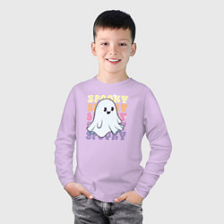 Лонгслив хлопковый детский Cute little spooky ghost, цвет: лаванда — фото 2