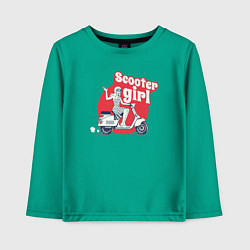 Лонгслив хлопковый детский Девушка на скутере, цвет: зеленый