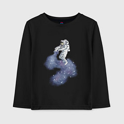 Лонгслив хлопковый детский Космонавт астронавт украшает футболку космосом, цвет: черный
