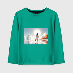 Детский лонгслив Девушка на фантастическом пляже