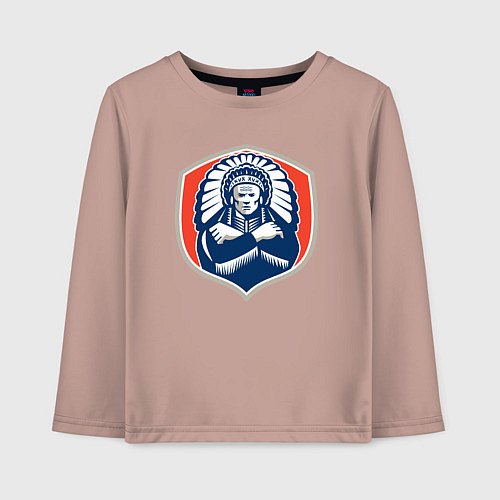 Детский лонгслив Индеец вождь / Пыльно-розовый – фото 1