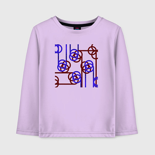 Детский лонгслив Абстракция красно-синих линий / Лаванда – фото 1