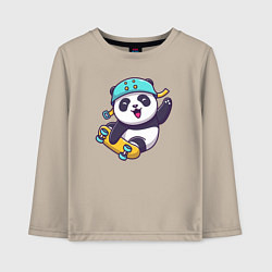 Лонгслив хлопковый детский Skater panda, цвет: миндальный
