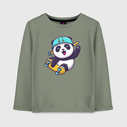 Лонгслив хлопковый детский Skater panda, цвет: авокадо