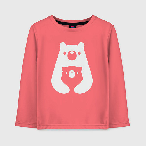 Детский лонгслив Обнимашки-мишки / Коралловый – фото 1