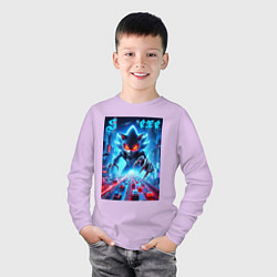 Лонгслив хлопковый детский Hedgehog in neon metropolis - ai art, цвет: лаванда — фото 2