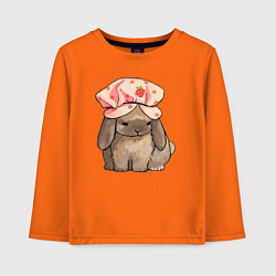 Лонгслив хлопковый детский Кролик в шапке, цвет: оранжевый