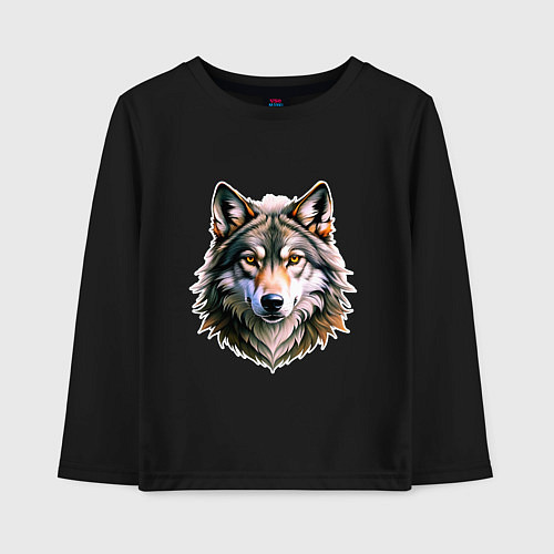 Детский лонгслив Серьёзный волчара / Черный – фото 1