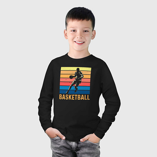 Детский лонгслив Basketball lettering / Черный – фото 3