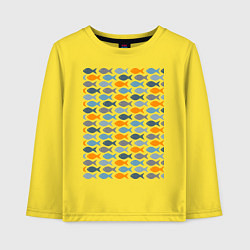 Лонгслив хлопковый детский Стая рыб, цвет: желтый