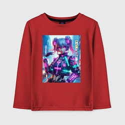 Лонгслив хлопковый детский Модная красотка - киберпанк, цвет: красный