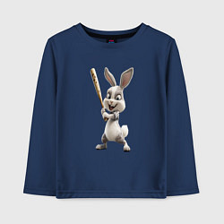 Лонгслив хлопковый детский Заяц спортивный, цвет: тёмно-синий
