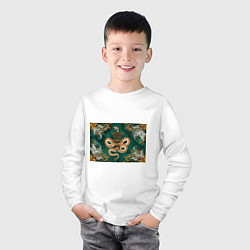 Лонгслив хлопковый детский Год зеленой змеи 25, цвет: белый — фото 2