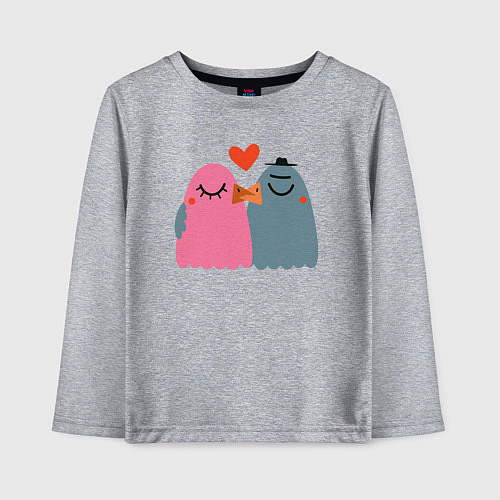 Детский лонгслив Влюблённые птички / Меланж – фото 1