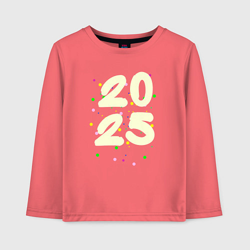 Детский лонгслив 2025 с разноцветными крапинками / Коралловый – фото 1