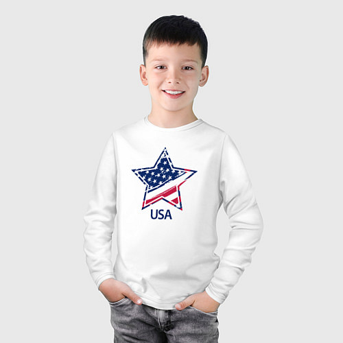 Детский лонгслив Star - USA / Белый – фото 3