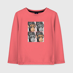 Лонгслив хлопковый детский Four monkeys, цвет: коралловый