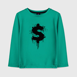 Лонгслив хлопковый детский Доллар - знак, цвет: зеленый