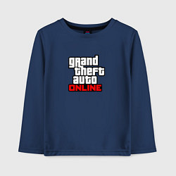 Лонгслив хлопковый детский GTA online logo game, цвет: тёмно-синий
