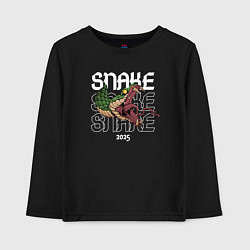 Лонгслив хлопковый детский Зелёная змея символ года 2025, цвет: черный